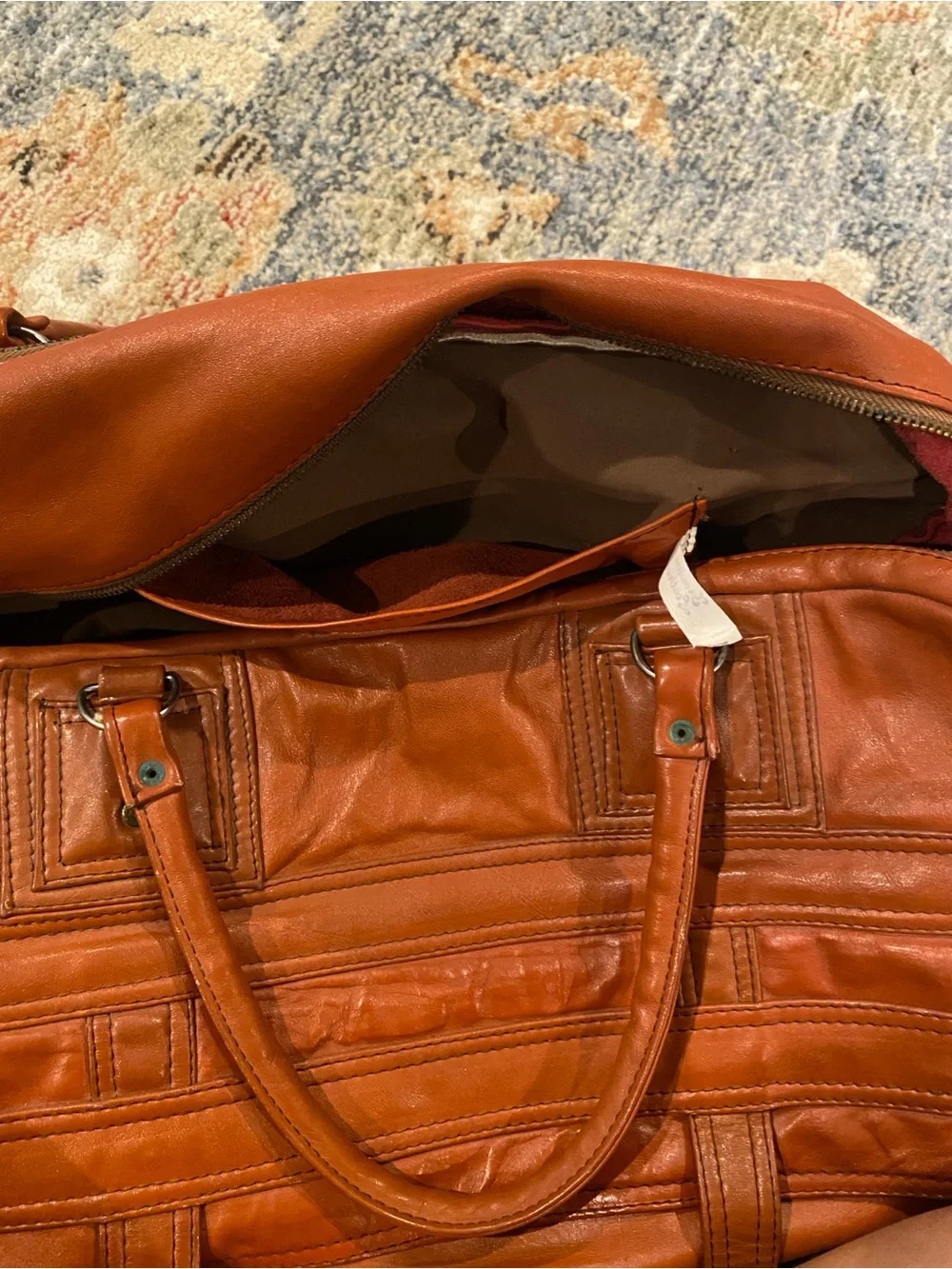 Bag, Classic Men's Leather Weekender Orange